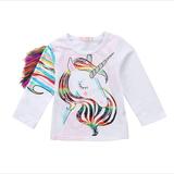 Toddler Kids Girls Unicorn Clothing Tops Summer Long Sleeve Tops T-shirt Clothes Casual 1-6T