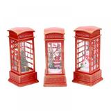 Jolly Christmas Lights Lantern Ornament Phone Booth Santa Snowman tree Candle Led Light for Christmas Home Indoor Tabletop Decorative Battery Operated Lanterns Lamp Red