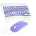 Rechargeable Bluetooth Keyboard and Mouse Combo Ultra Slim Full-Size Keyboard and Ergonomic Mouse for Samsung Galaxy Tab 3 Lite 7.0 and All Bluetooth Enabled Mac/Tablet/iPad/PC/Laptop - Violet Purple