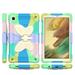 For Samsung Galaxy Tab A7 Lite 8.7 Inch Butterfly Kickstand 3in1 Tough Hybrid Case Cover With Shoulder Strap - Colorful Green