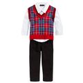 Only Kids Infant Boys 3 Piece Dress Up Outfit Pants Shirt & Red Sweater Vest 24m