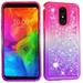 SOATUTO For LG Q7 Phone Case LG Q7 Plus Glitter Case Sparkle Glitter Flowing Liquid Quicksand with Shiny Bling Diamond Women Girls Cute Case For LG Q7 Plus / LG Q7 5.5 inch - Pink+Purple