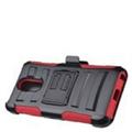 GSA Hybrid Armor Case with Stand/Belt Clip Holster for LG Q7 Q7 Plus - Black/Red