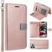 Bemz Pocket Clutch Wallet (6 Card Slots Money Fold ID Window) Case for iPhone 14 Pro Max - Rose Gold