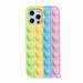 Fidget Toys Phone Case Pop It Phone Case Silicone Soft Protective Case Pressure & Anxiety Relief Sensory Gadget Mobile Phone Protective Shellï¼ˆiPhone 12Miniï¼‰ Blue