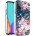 for Samsung Galaxy A52 5G Slim Hybrid Shiny Glitter Clear Floral Pattern Bloom Flower Design Soft TPU Gel + Hard PC Back Cover Xpm Phone Case [Elegant Floral]