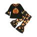 Toddler Kids Baby Girl Halloween/Thanksgiving Outfit Set Pumpkin Long Sleeve Pullover Top+Pants Set