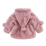 Tarmeek Baby Toodler Fuzzy Jacket Thicken Plush Cute Hoodie Cotton Coat Winter Warm Outerwear Hairball Thick Coat 0-2T