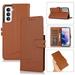for Samsung Galaxy S21 Flip Case Samsung Galaxy S21 Wallet Case Handmade PU Leather Folio Wallet Case with Card Slots and Detachable Hand Strap for Samsung Galaxy S21 Brown