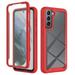 Galaxy A13 5G Case with Built in Screen Protector Dteck Full-Body Shockproof Rubber Hybrid Protection Crystal Clear PC Back Protective Phone Case Cover for Samsung Galaxy A13 5G Red