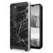 Capsule Case Compatible with Galaxy A02s [Heavy Duty Brushed Texture Hybrid Silver Black Case Phone Cover] for Samsung Galaxy A02s SM-A025 (Black Marble Print)