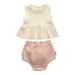 Inevnen Baby Girl 2Pcs Summer Outfit Toddler Sleeveless Round Neck Tank Top Ruffle Shorts