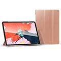 SUP iPad Pro 12.9 Inch Case Ultrathin Trifold PU Leather Swivel Case+Soft Silicone Stand With Pencil Holder Shockproof Tablet Protect Cover Auto Sleep/Wake For Apple 4th 2020 Generation RoseGold