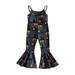 Sunisery Toddler Jumpsuit Baby Girls Halloween Outfits Pumpkin Print Bell Bottom Romper Cute Halloween Clothes