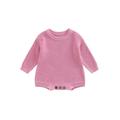 Baby Knit Romper Long Sleeve Crew Neck Solid Fall Winter Bodysuit