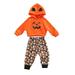 TheFound Toddler Baby Boy Girl Halloween Outfits Pumpkin Hoodie Tops Ghost Printed Trousers Fall Winter Clothes