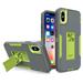 Allytech Case for iPhone X 2017/iPhone XS 2018 5.8 TPU + PC Hybrid Shockproof Cover with Magnetic Car Mount Flip Kickstand Non-Slip Rugged Case for iPhone XS/ iPhone X Gray+Green