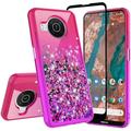 Case for Nokia X100 Phone Case Liquid Quicksand Glitter Cute Phone Case Clear Bling Diamond Shock Protective Cover for Girls Women - Hot Pink/Purple