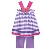 Young Hearts Infant Girls Purple Stripe Butterfly Outfit Shirt & Shorts 6-9m