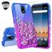 Liquid Quicksand Glitter Cute Phone Case for Cricket Debut/Vision 3/AT&T Calypso 1 & 2 (U318AA/U319AA) Phone Case Cover Clear Bling Diamond for Girls Women - Purple/Blue
