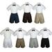 3pc Set Boy Toddler Formal Party Brown BowTie White Navy Black Khaki Shorts S-4T