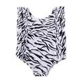 Canrulo Toddler Baby Girl Swimsuit One Piece Sleeveless Ruffle Bathing Suit Swimwear Beachwear Swimming Suit Zebra 1-2 Years