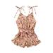 Fanvereka Baby Summer Clothing Floral Printed Spaghetti Straps Button Open V-Neck Jumpsuits