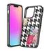 Capsule Case Compatible with iPhone 13 Pro Max [Heavy Duty Hybrid Design Slim Style Black Phone Case Cover] for iPhone 13 Pro Max 6.7 inch (Pink Houndstooth Roses)