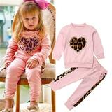 Canrulo Toddler Kids Baby Girls Leopard Tops Pants Leggings Outfits Clothes Tracksuit Pink 2-3 Years
