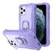 Allytech Compatible with iPhone 12 Pro Max Case 3 Layer Heavy Duty Shockproof Protective Ring Holder Kickstand Holster Case for Apple iPhone 12 Pro Max 2020 Release[6.7 inch] Purple