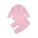 Fanvereka Toddler Baby Button-Down Pajamas Set Cotton Shirt and Pants Sleepwear Unisex