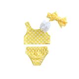 TheFound 3Pcs Toddler Baby Girls Cute Dot/Cup Cakes Print Swimsuit Ruffle Vest Tops+Shorts+Headband Bathing Suit