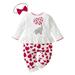 TAIAOJING Baby Romper Cartoon Valentine s Printed Jumpsuit Girls Headbands Heart Day Boys Girls Romper&Jumpsuit Onesie Outfit 12-18 Months
