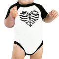 Skeleton Heart Baby Raglan Shirt Funny Graphic Baby Baseball Bodysuit