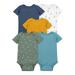 Little Star Organic Baby Boy 5Pk Short Sleeve Bodysuits Size Newborn - 24 Months