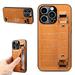 Allytech Slim Case for iPhone 13 Pro Max 6.7 inch 2021 Back Credit Card Holder Wallet Case with Elastic Hand Wrist Strap for Extra Grip PU Leather Anti-Scratch Case for iPhone 13 Pro Max Brown