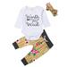 3Pcs Floral Newborn Kid Baby Boy Girl Romper Long Sleeve Jumpsuit Tops Floral Pants Outfits Cotton