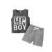 Multitrust Little Boyâ€™s Fashion Letter Printed Vest and Stripe Short Pants