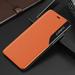 for OnePlus Nord N200 5G Case PU Leather Flip Wallet Case with View Window Stand Kickstand Smart Magnetic Closure Clear TPU Bumper slim Leather Case for OnePlus Nord N200 5G Orange