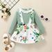 Jerdar Infant Girls Tops Skirt Outfit Sets Toddler Girls Cute Or Solid T-Shirt Tops and Floral Suspender Skirts Outfits Little Girls Top Infant Skirt Set Green (5-6 Years)