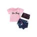 Gureui Toddler Infant Baby Girls Holiday Outfit Print Short Sleeve T-Shirt + Diaper Cover Bloomers + Headband 3Pcs Clothes Set