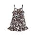 Calsunbaby Children Girl Playsuit Toddler Sleeveless Floral Leopard Pattern Print Tie-Up High Waist One Piece Jumpsuit with Belt