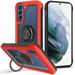 For Samsung Galaxy S22+ Plus Transparent Magnetic Ring Stand Hybrid with 360 Degree Rotation Kickstand Armor Bumper Defender Cover Xpm Phone Case [Red]