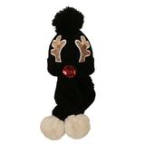 Pudcoco Baby Christmas Hat Scarf Set Antler Sequin Decorative Knitted Hat Plush Ball Scarfs