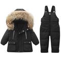 Dezsed Kids Winter Puffer Jacket and Snow Pants Clearance Winter Baby Boys Girls Polka Dot Printing Thickened Down Jacket Strap Pants Two-piece Suit 3-4 Years Black