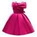 Fesfesfes Toddler Girls Dress Solid Color Temperament Bowknot Off Shoulder Pleated Skirt Birthday Party Gown Long Dresses