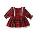 Canrulo Toddler Kid Baby Girls Christmas Plaid Dress Xmas Pageant Party Princess Lace Tutu Dress Red 1-2 Years