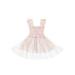 Carolilly Baby Girls Summer Smocked Dress Cute Sleeveless Floral Print Ruffle Strap Tulle Dress