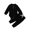 Gupgi Baby Clothes Set O-neck Jumpsuit Elastic Waist Trousers