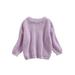 Yinyinxull Toddler Infant Baby Girls Boys Round Neck Sweaters Winter Warm Long Sleeve Candy Color Knitted Pullovers Light Purple 3-4 Years